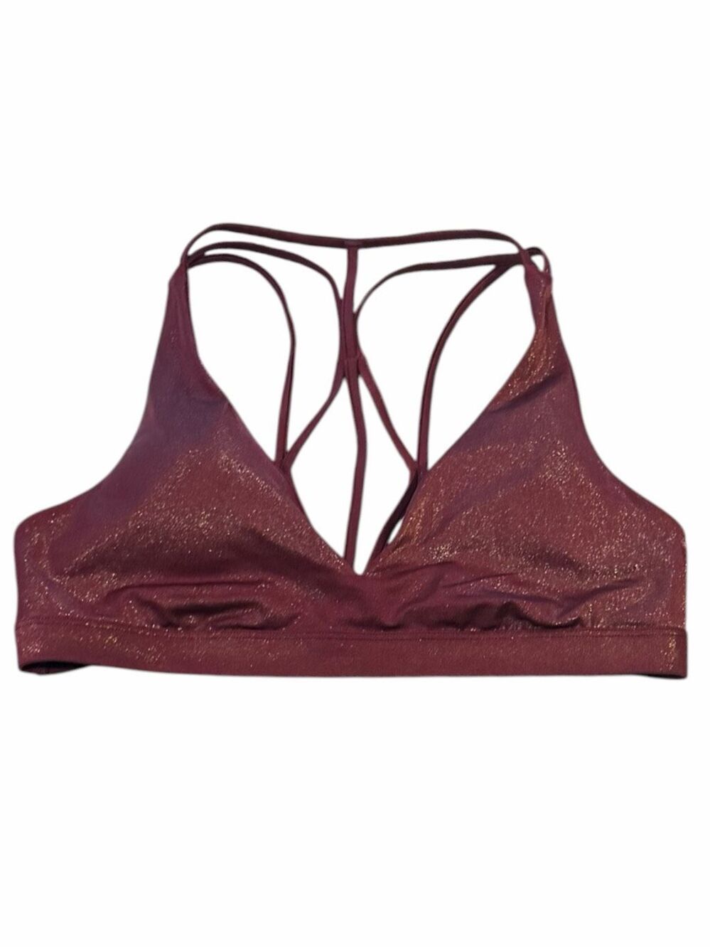 PINK VICTORIA’S SECRET Ultimate Sparkle Racerback Bra Burgundy Strappy Medium